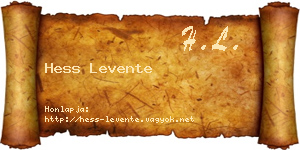 Hess Levente névjegykártya